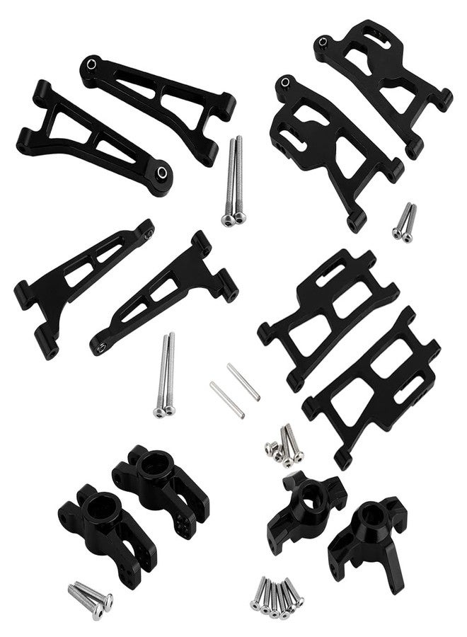 Pothyes Aluminum Front Rear Swing Arm & Steering Knuckle C-Hub Kit Compatible with 1/14 MJX Hyper Go 14210 14209 H14BM RC Upgrade Parts (Black) - Image 1